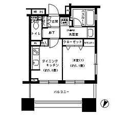 JR総武線 市ケ谷駅 徒歩4分の賃貸マンション 9階1DKの間取り