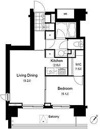 JR山手線 西日暮里駅 徒歩5分の賃貸マンション 10階1LDKの間取り