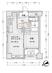 東京メトロ有楽町線 新富町駅 徒歩4分の賃貸マンション 4階1LDKの間取り