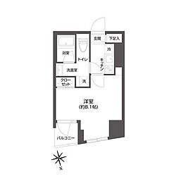 都営大江戸線 牛込柳町駅 徒歩3分の賃貸マンション 5階1Kの間取り