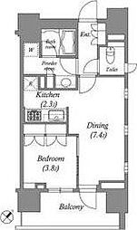 JR山手線 西日暮里駅 徒歩5分の賃貸マンション 2階1LDKの間取り
