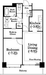 都営新宿線 曙橋駅 徒歩5分の賃貸マンション 8階1LDKの間取り