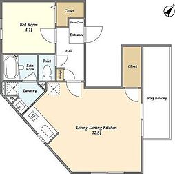 東京メトロ丸ノ内線 茗荷谷駅 徒歩7分の賃貸マンション 5階1LDKの間取り