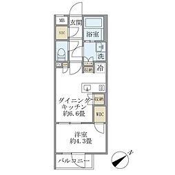 東京メトロ東西線 早稲田駅 徒歩7分の賃貸マンション 4階1DKの間取り