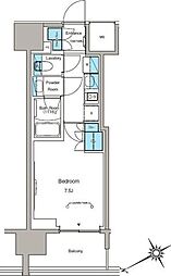 都営浅草線 蔵前駅 徒歩3分の賃貸マンション 8階1Kの間取り