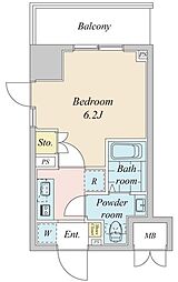東京メトロ東西線 神楽坂駅 徒歩5分の賃貸マンション 7階1Kの間取り
