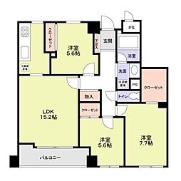 東京メトロ丸ノ内線 茗荷谷駅 徒歩6分の賃貸マンション 3階3LDKの間取り