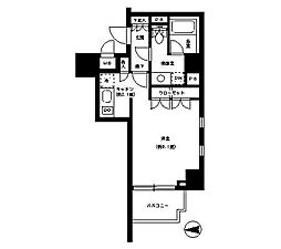 JR山手線 神田駅 徒歩3分の賃貸マンション 13階1Kの間取り