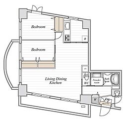 東京メトロ丸ノ内線 茗荷谷駅 徒歩9分の賃貸マンション 10階2LDKの間取り