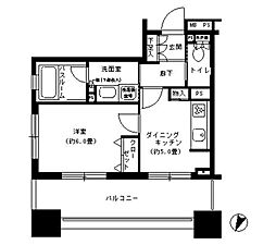 JR総武線 市ケ谷駅 徒歩4分の賃貸マンション 14階1DKの間取り