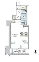 つくばエクスプレス 浅草駅 徒歩1分の賃貸マンション 7階1LDKの間取り