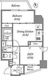 東京メトロ日比谷線 入谷駅 徒歩7分の賃貸マンション 13階2DKの間取り