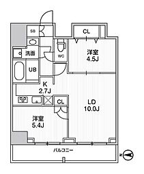 東京メトロ半蔵門線 押上駅 徒歩10分の賃貸マンション 8階2LDKの間取り