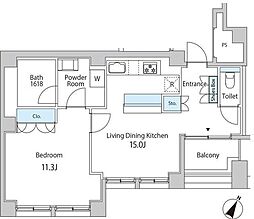 東京メトロ半蔵門線 水天宮前駅 徒歩5分の賃貸マンション 6階1LDKの間取り