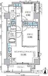 都営大江戸線 両国駅 徒歩9分の賃貸マンション 8階2LDKの間取り