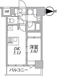 東京メトロ半蔵門線 住吉駅 徒歩8分の賃貸マンション 8階1DKの間取り