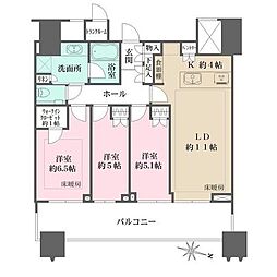 都営大江戸線 春日駅 徒歩1分の賃貸マンション 38階3LDKの間取り