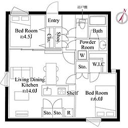 東京メトロ有楽町線 護国寺駅 徒歩7分の賃貸マンション 4階2LDKの間取り