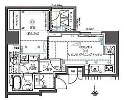 都営大江戸線 新御徒町駅 徒歩7分の賃貸マンション 12階1LDKの間取り