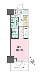 都営新宿線 曙橋駅 徒歩4分の賃貸マンション 11階1Kの間取り