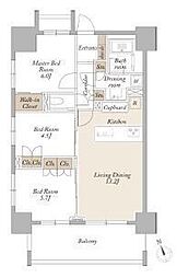 東京メトロ丸ノ内線 新宿御苑前駅 徒歩5分の賃貸マンション 6階3LDKの間取り