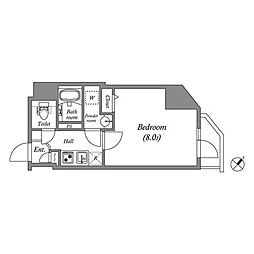 グランパセオ新宿河田町 1Kの間取図画像