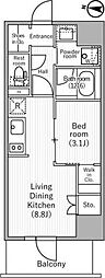 nidoMINOWA 1LDKの間取図画像