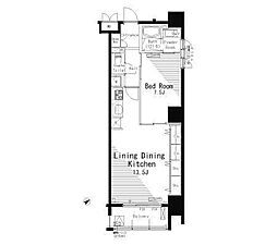 パークアクシス八丁堀 1LDKの間取図画像