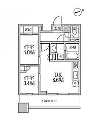 レジディア新御徒町2 2DKの間取図画像