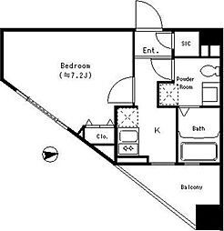 ParkCube四谷三丁目 1Kの間取図画像
