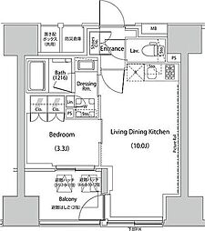 ザ・パークハビオ人形町レジデンス 1LDKの間取図画像