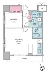 レジディア広尾2 1LDKの間取図画像