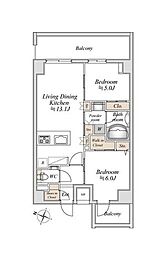 板橋本町ステーションレジデンス 2LDKの間取図画像