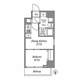 江東区亀戸2丁目マンション 1DKの間取図画像