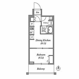 江東区亀戸2丁目マンション 1DKの間取図画像
