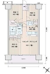 エスティメゾン豊洲レジデンスA棟 3LDKの間取図画像