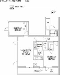プライムアーバン市谷仲之町 2LDKの間取図画像