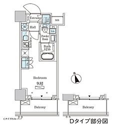パークアクシス大塚ステーションゲートタワー ワンルームの間取図画像