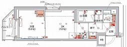 ハーモニーレジデンス神楽坂ヒルズthird 1DKの間取図画像