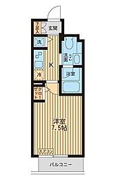 KDXレジデンス入谷 1Kの間取図画像