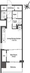 MYRIARESIDENCE日本橋人形町 1LDKの間取図画像