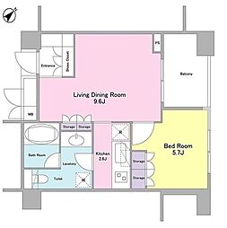 ランテンヌ四谷 1LDKの間取図画像