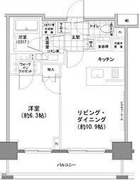 パークハビオ人形町 1LDKの間取図画像
