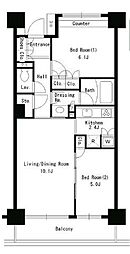パークアクシス文京ステージ 2LDKの間取図画像