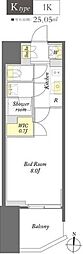 WORVE東京木場 1Kの間取図画像