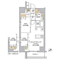 リビオメゾン新宿west 2LDKの間取図画像