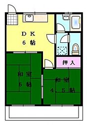 ハアラン矢坂 2DKの間取図画像
