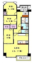 両備グレースマンション医大西2 3LDKの間取図画像