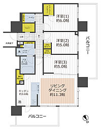 シティタワー目黒 3LDKの間取図画像