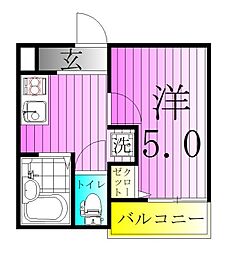 MELDIA扇大橋3 1Kの間取図画像